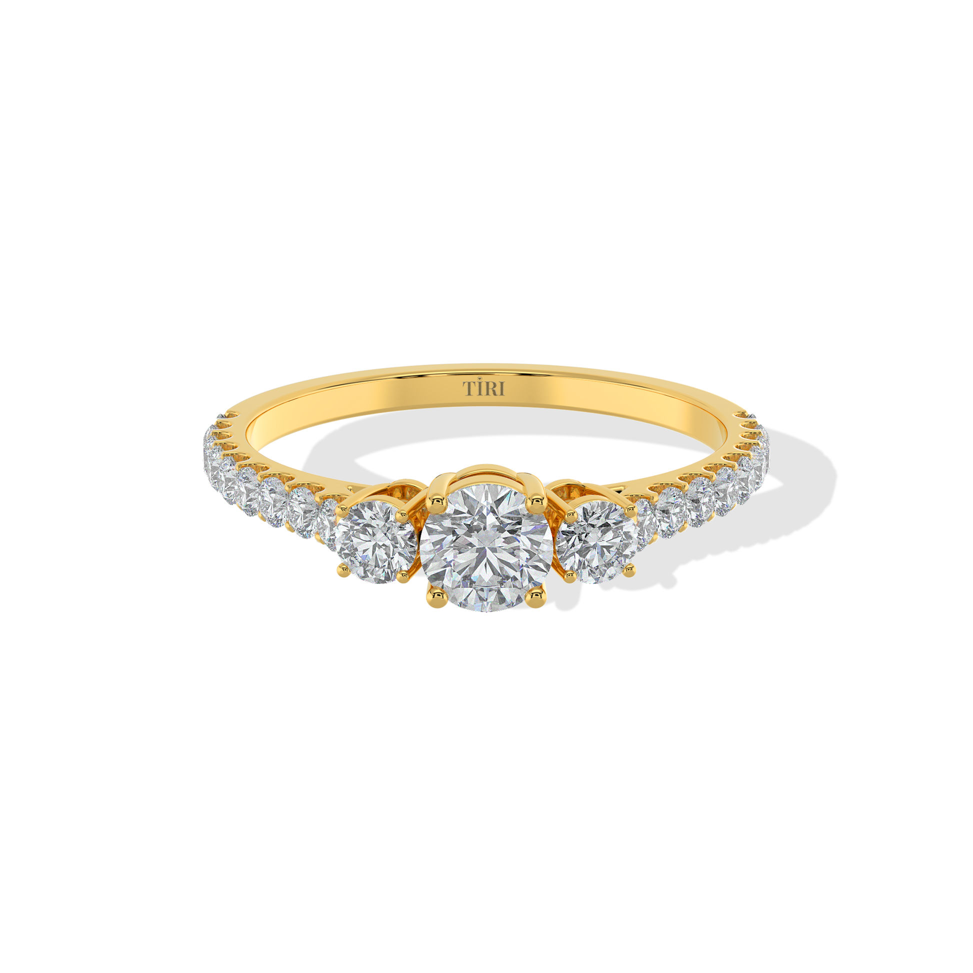 Elegant 1.20 TW diamond ring by Tiri featuring a sparkling design and polished band, showcased on a neutral background.