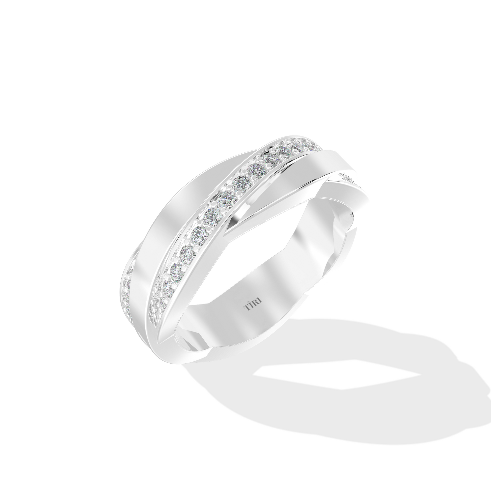 Close-up of Tiri 1.00 TW diamond ring featuring a sparkling solitaire design on a polished band.