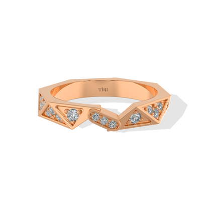 Tiri 0.50 TW diamond ring featuring a sleek band with a sparkling center diamond and intricate metal detailing