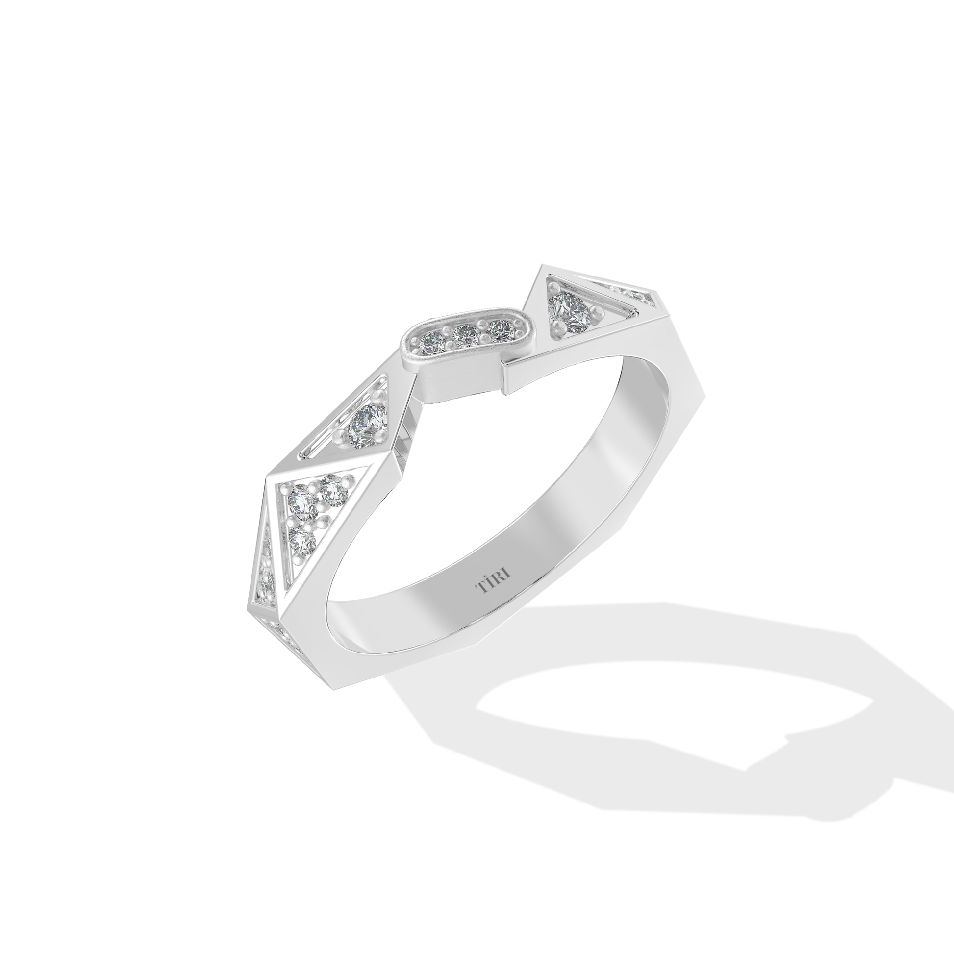Tiri 0.50 TW diamond ring featuring a sleek band with sparkling diamonds and a polished gold finish.
