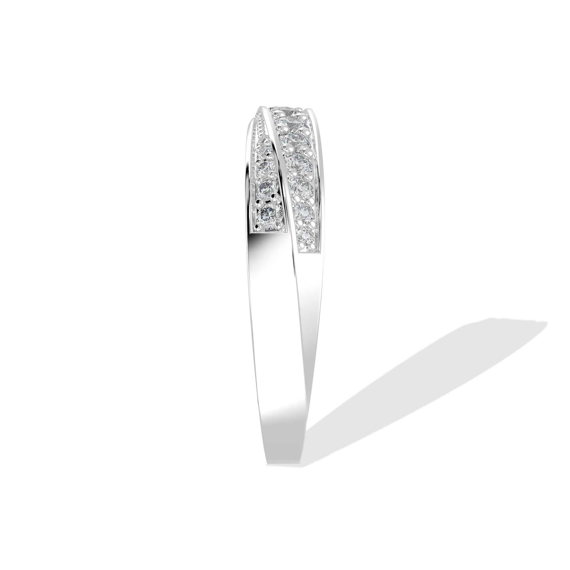 Tiri 0.70 TW diamond ring with a sleek band and sparkling diamonds on a white background.
