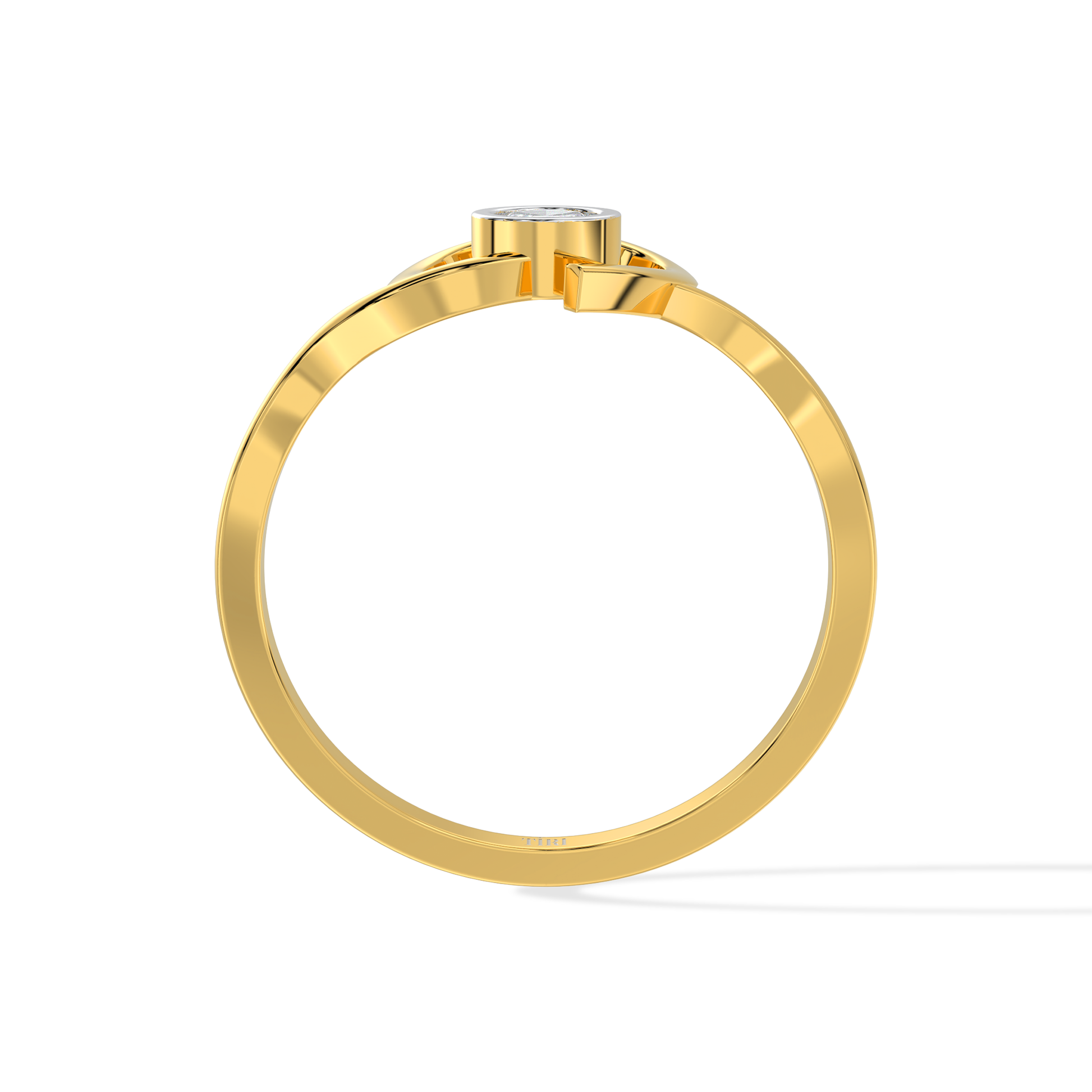 Tiri Liora Diamond Ring featuring a sleek band with a sparkling diamond centerpiece on a white background.