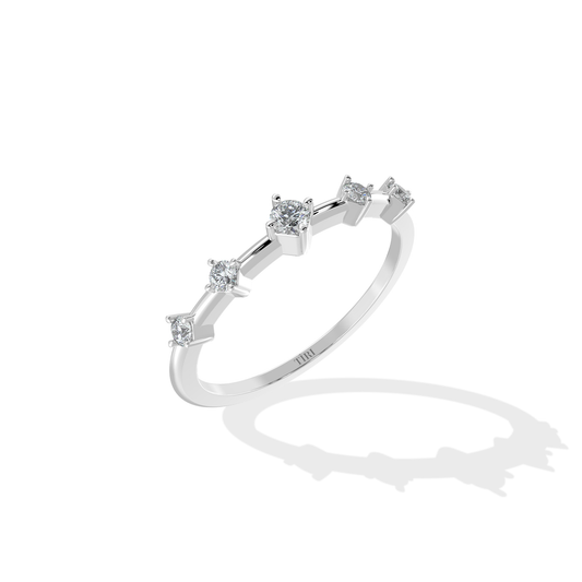 Close-up of a 0.24 TW diamond ring by Tiri featuring a sparkling diamond set in a sleek band.