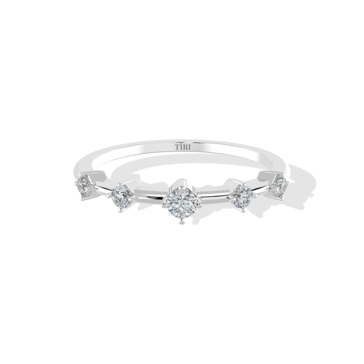 Tiri 0.24 TW diamond ring featuring a sleek band and sparkling diamonds set in a luxurious jewelry design.