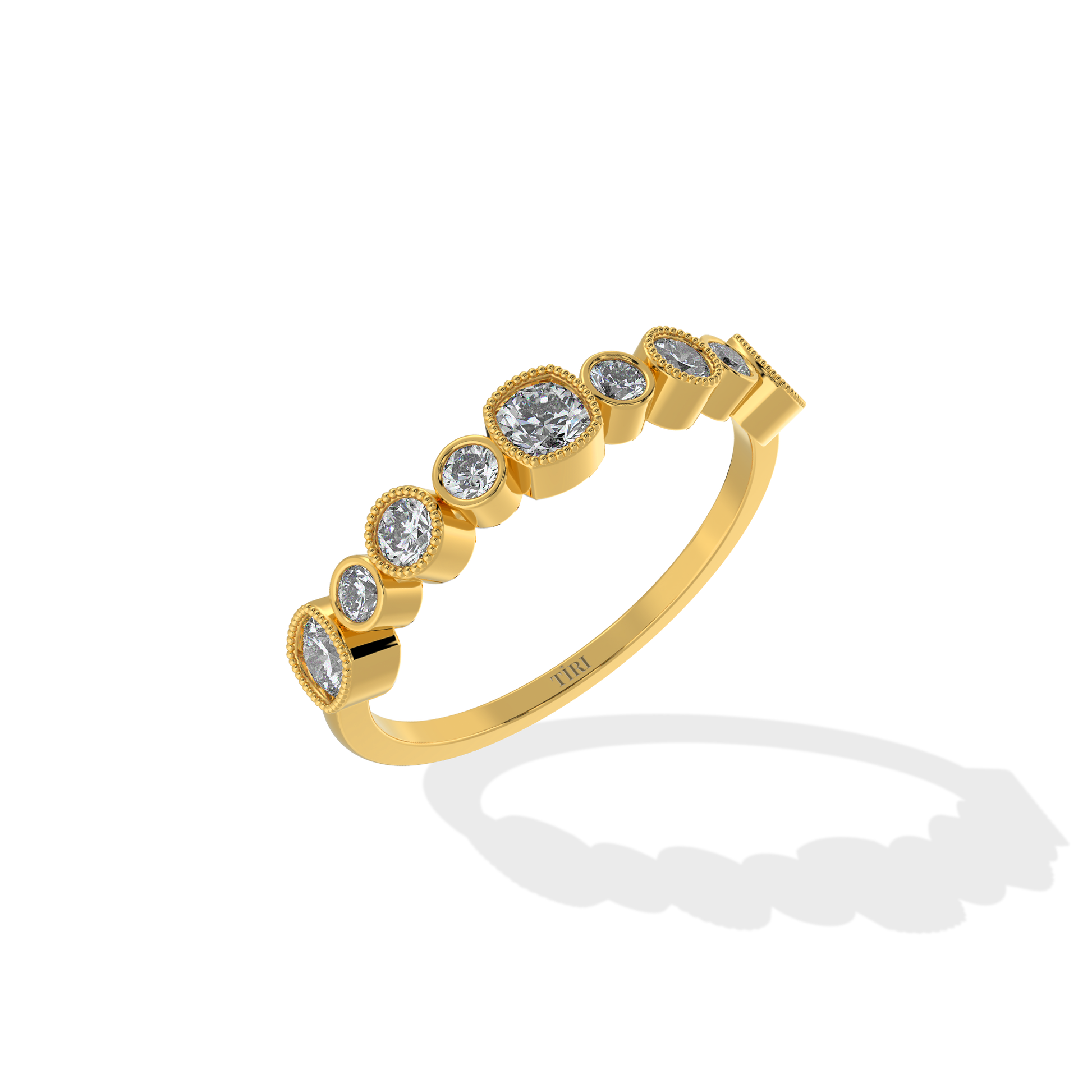 Tiri 0.50 TW diamond ring featuring a sleek band with a sparkling diamond centerpiece on a white background.