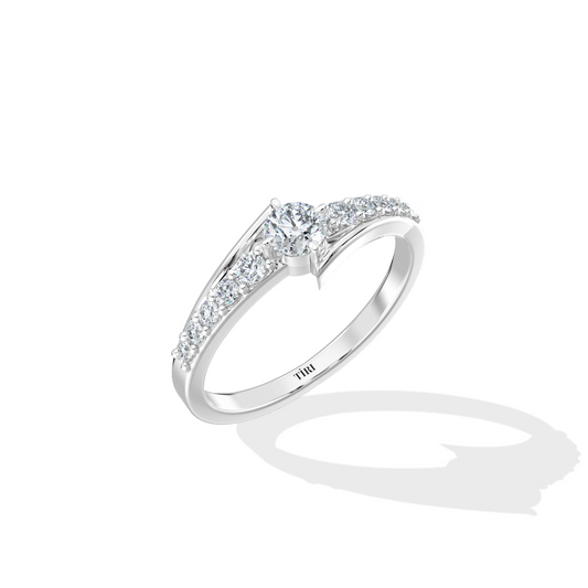 Silver Luxe Twist Band by Tiri, a sleek and elegant silver ring featuring a twisted design on a white background.