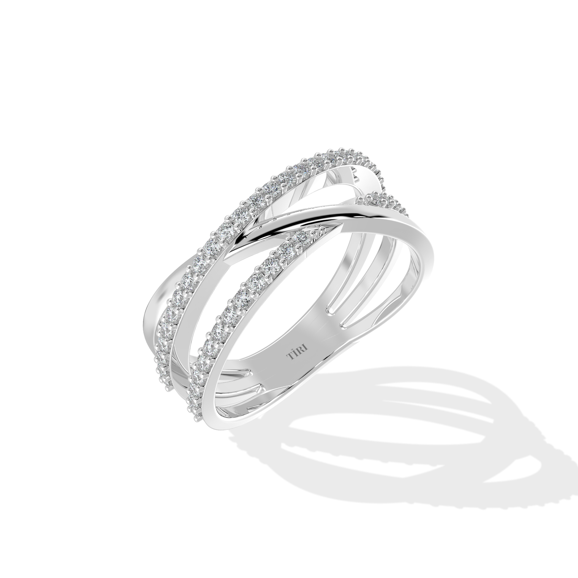 Tiri 0.40 TW diamond ring featuring a sleek, polished band with a sparkling diamond centerpiece.
