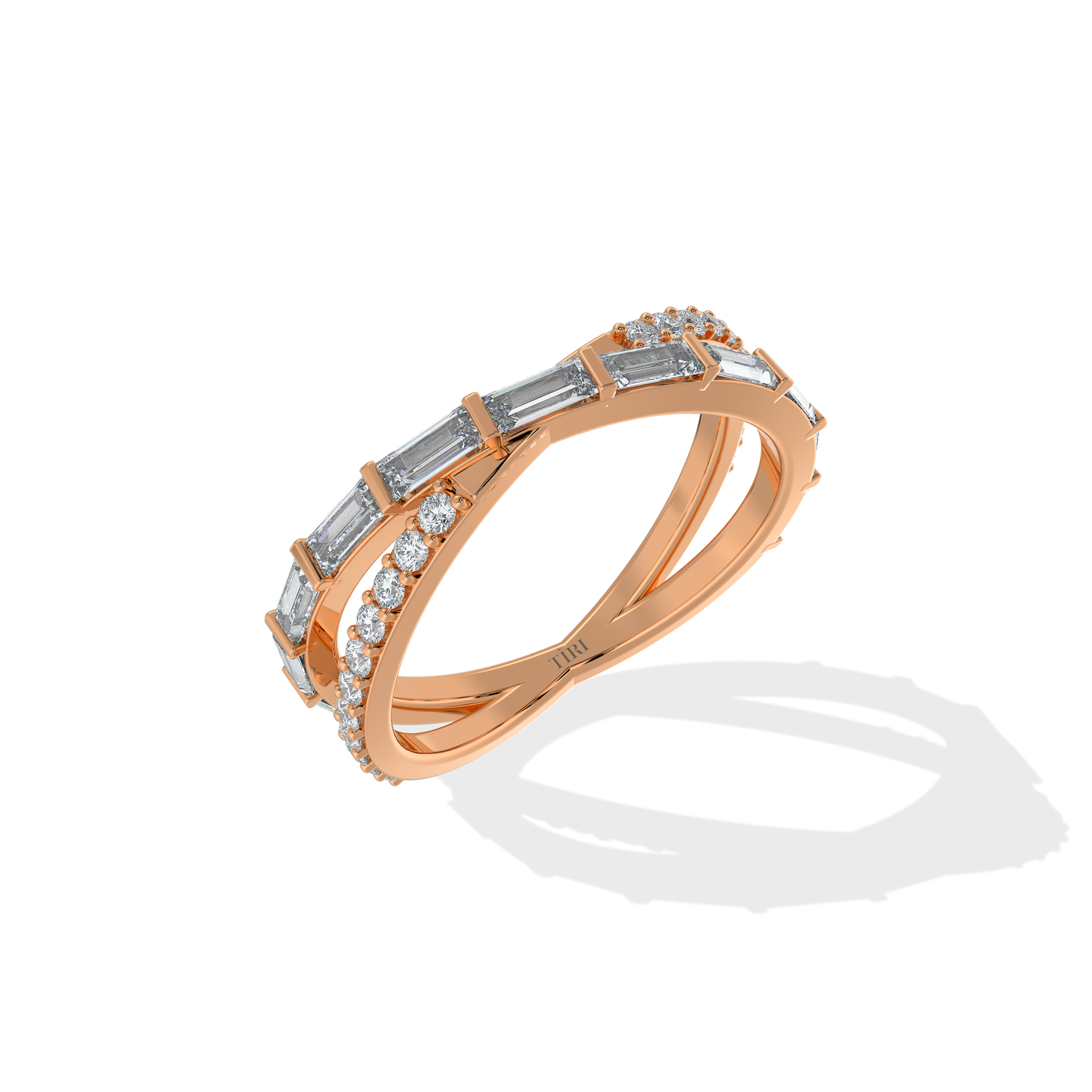 Tiri 0.75 TW diamond ring with a sleek band and sparkling diamonds, showcasing elegant jewelry design.