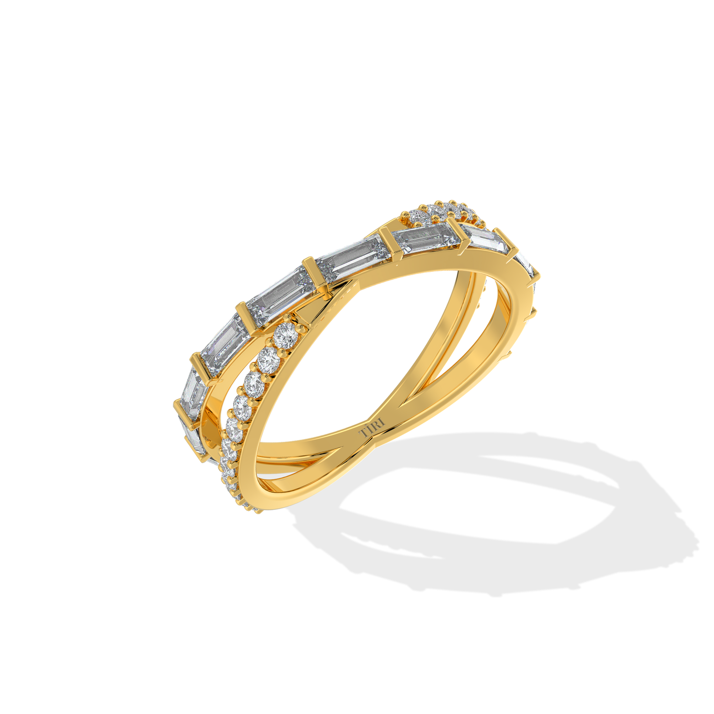 Tiri 0.75 TW diamond ring featuring a sleek band with sparkling diamonds and a modern design.