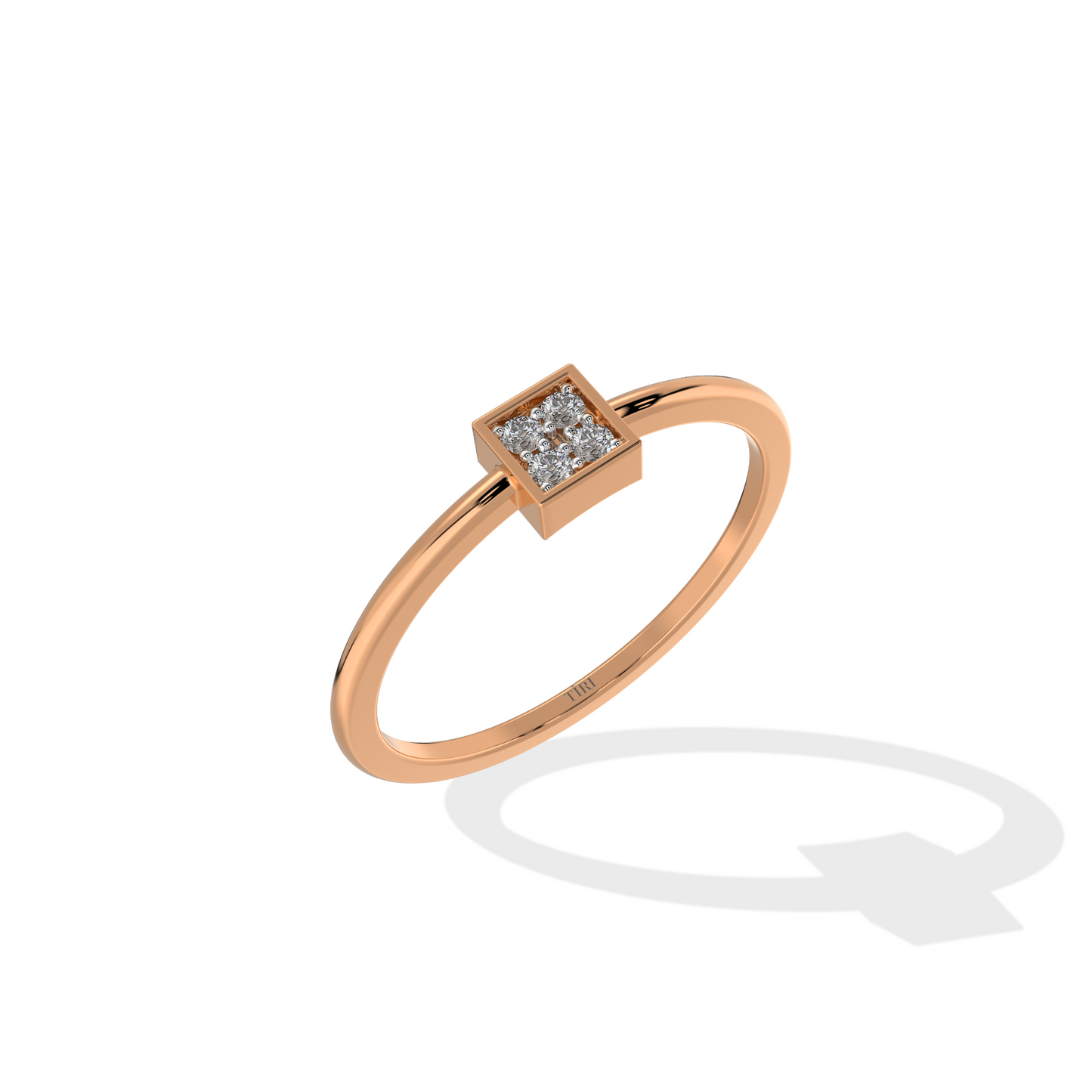 White gold diamond cluster ring with a round brilliant setting and pave accented band. Luxury fine jewelry.