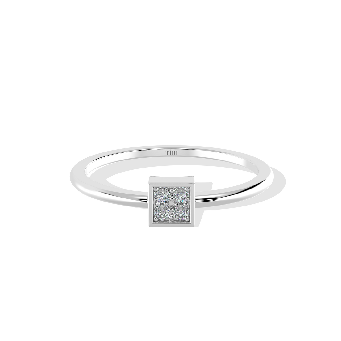 Silver Aurelia Square Ring by Tiri featuring a sleek square design and polished silver finish.