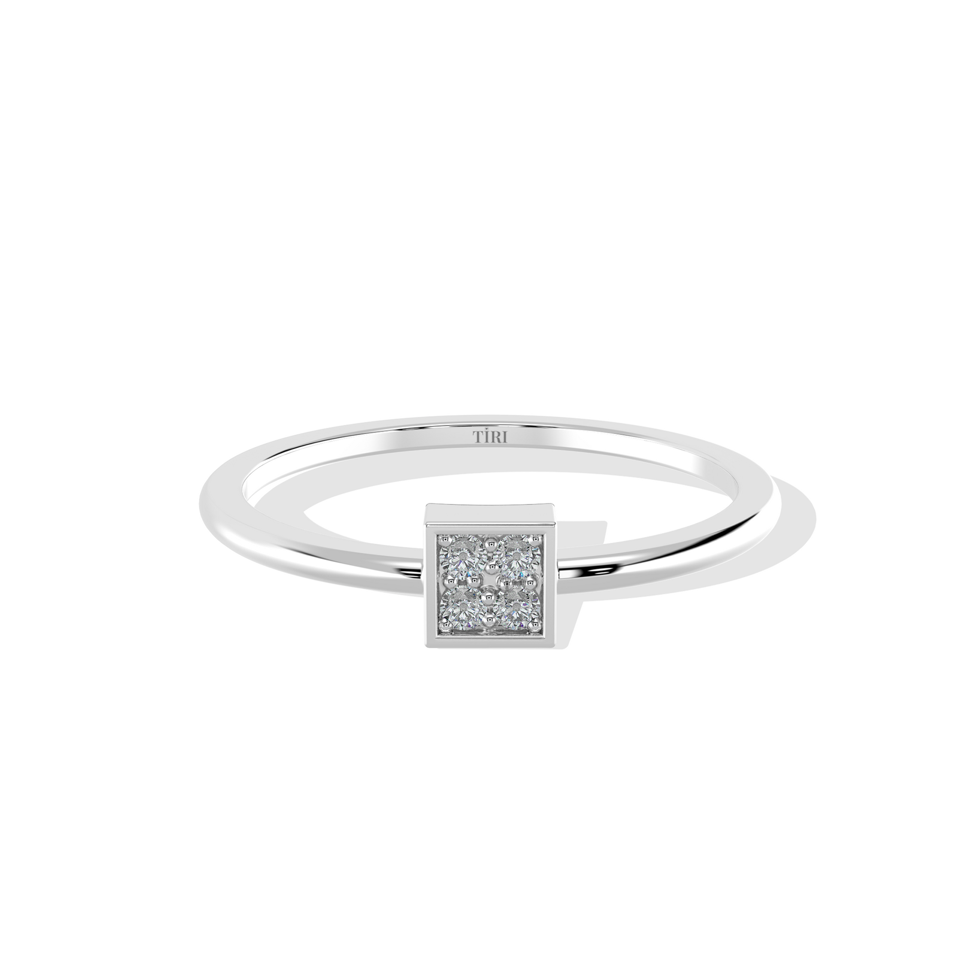 Silver Aurelia Square Ring by Tiri featuring a sleek square design and polished silver finish.
