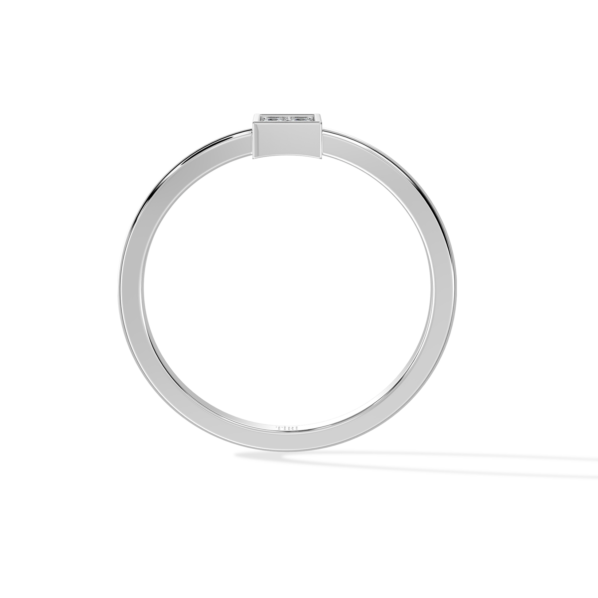 Silver Aurelia Square Ring by Tiri featuring a sleek square design and polished silver finish.