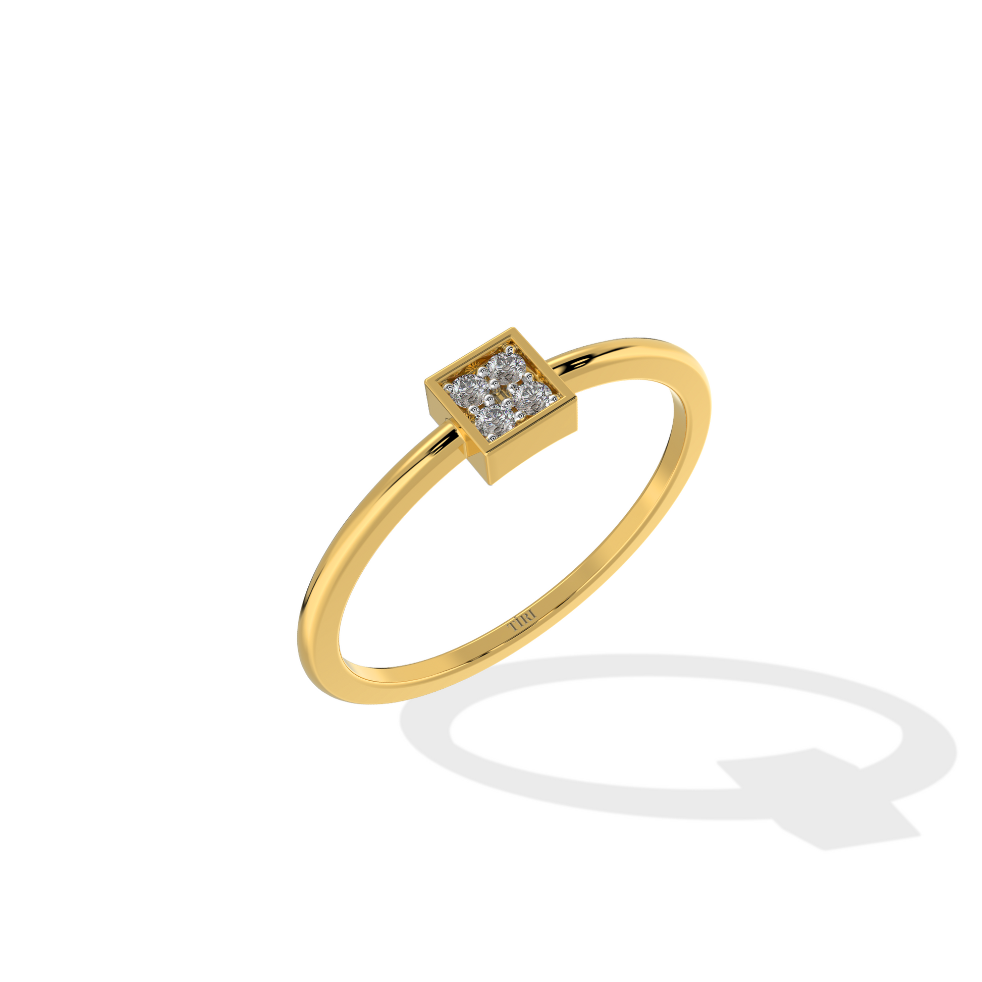 White gold diamond cluster ring with a round brilliant setting and pave accented band. Luxury fine jewelry.