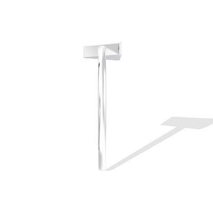 Silver ring with a triangular diamond-shaped center on a white background