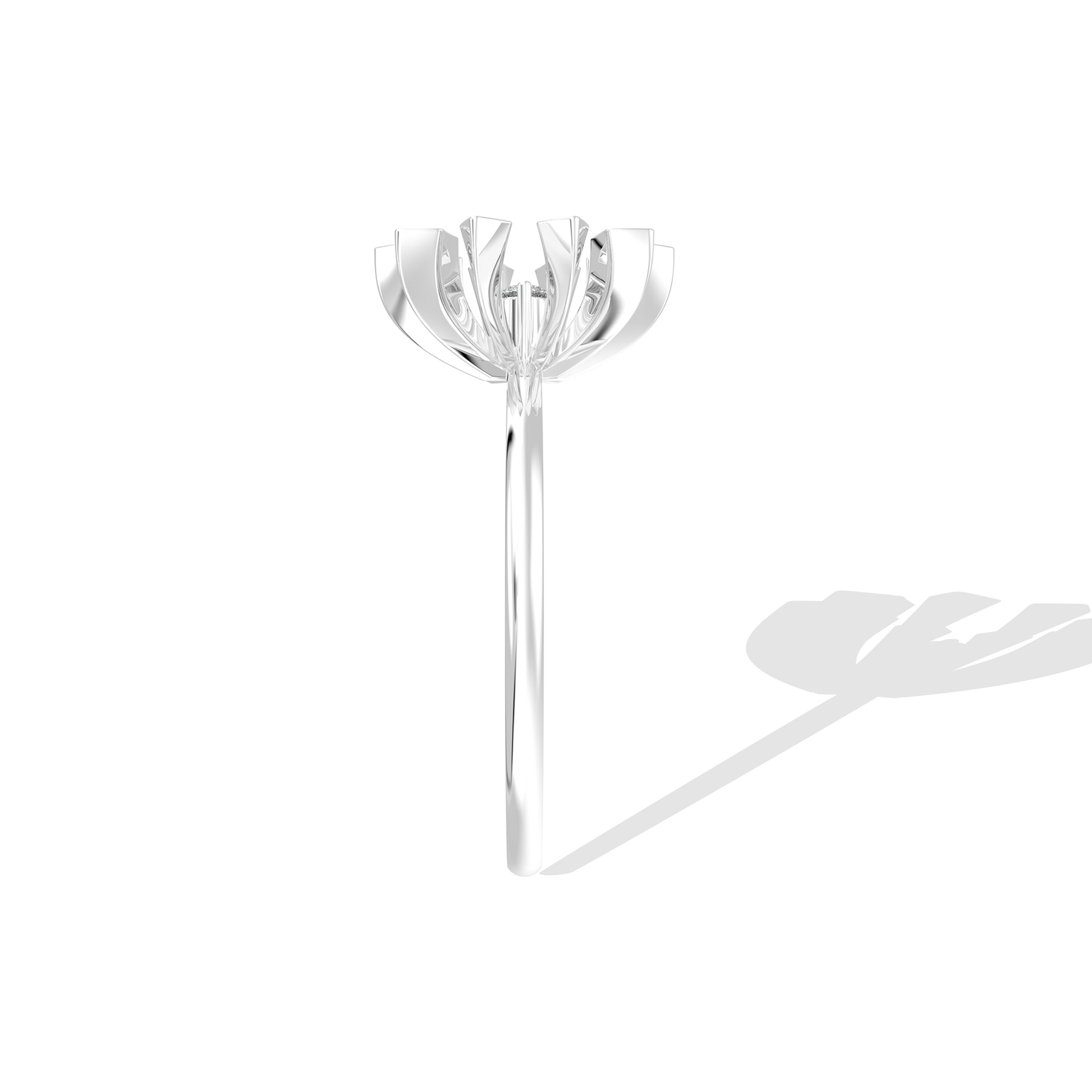 White gold round solitaire diamond engagement ring with a delicate thin band. Classic fine jewelry