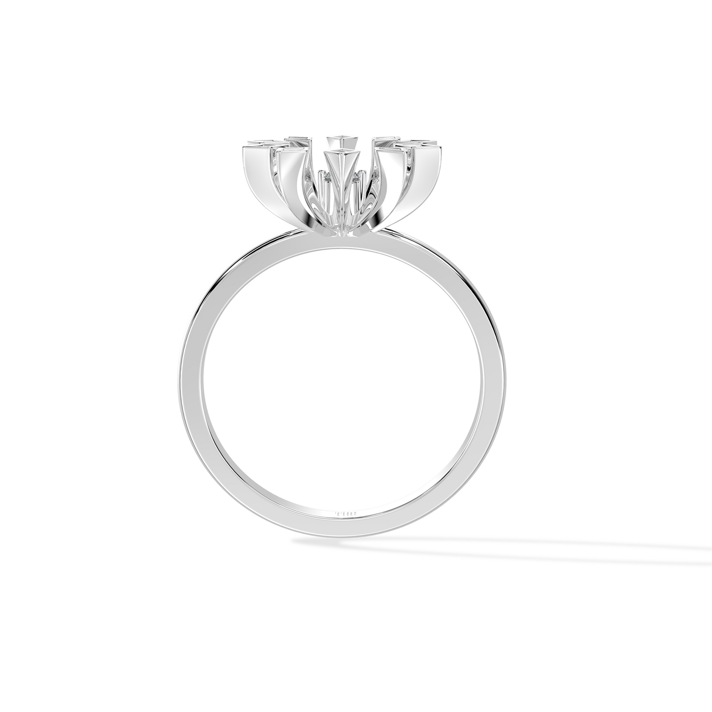 White gold round solitaire diamond engagement ring with a delicate thin band. Classic fine jewelry