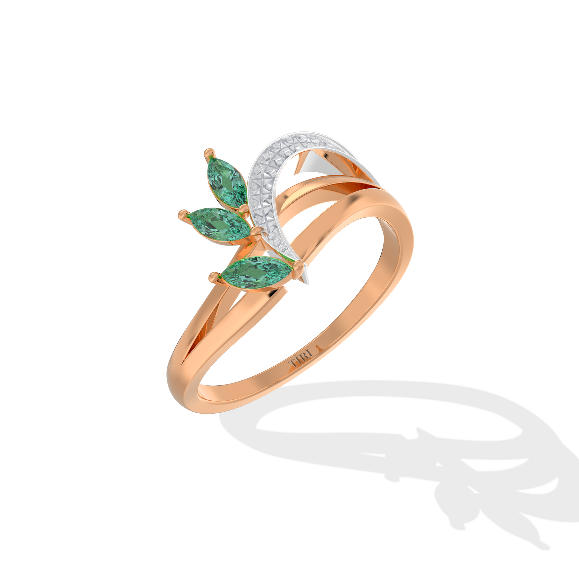 Tiri 0.20 TW diamond ring featuring a sleek band and sparkling diamonds on a white background.