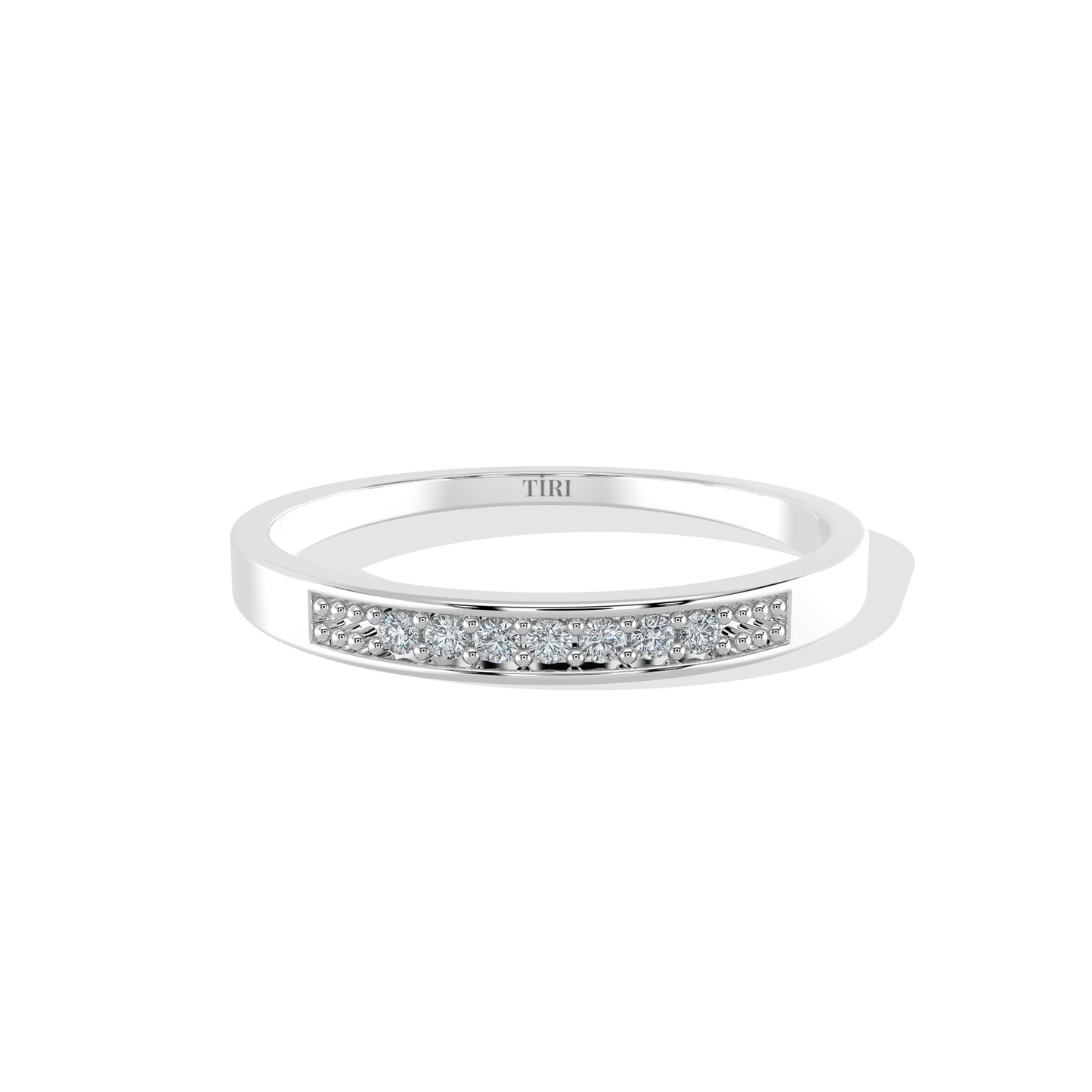 Silver Forever Diamond Ring by Tiri featuring a sleek band with sparkling diamonds, elegant and perfect for special occasions.