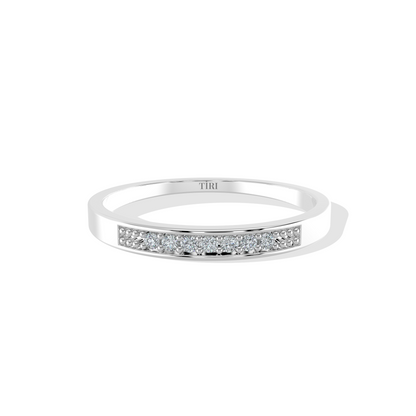 Silver Forever Diamond Ring by Tiri featuring a sleek band with sparkling diamonds, elegant and perfect for special occasions.