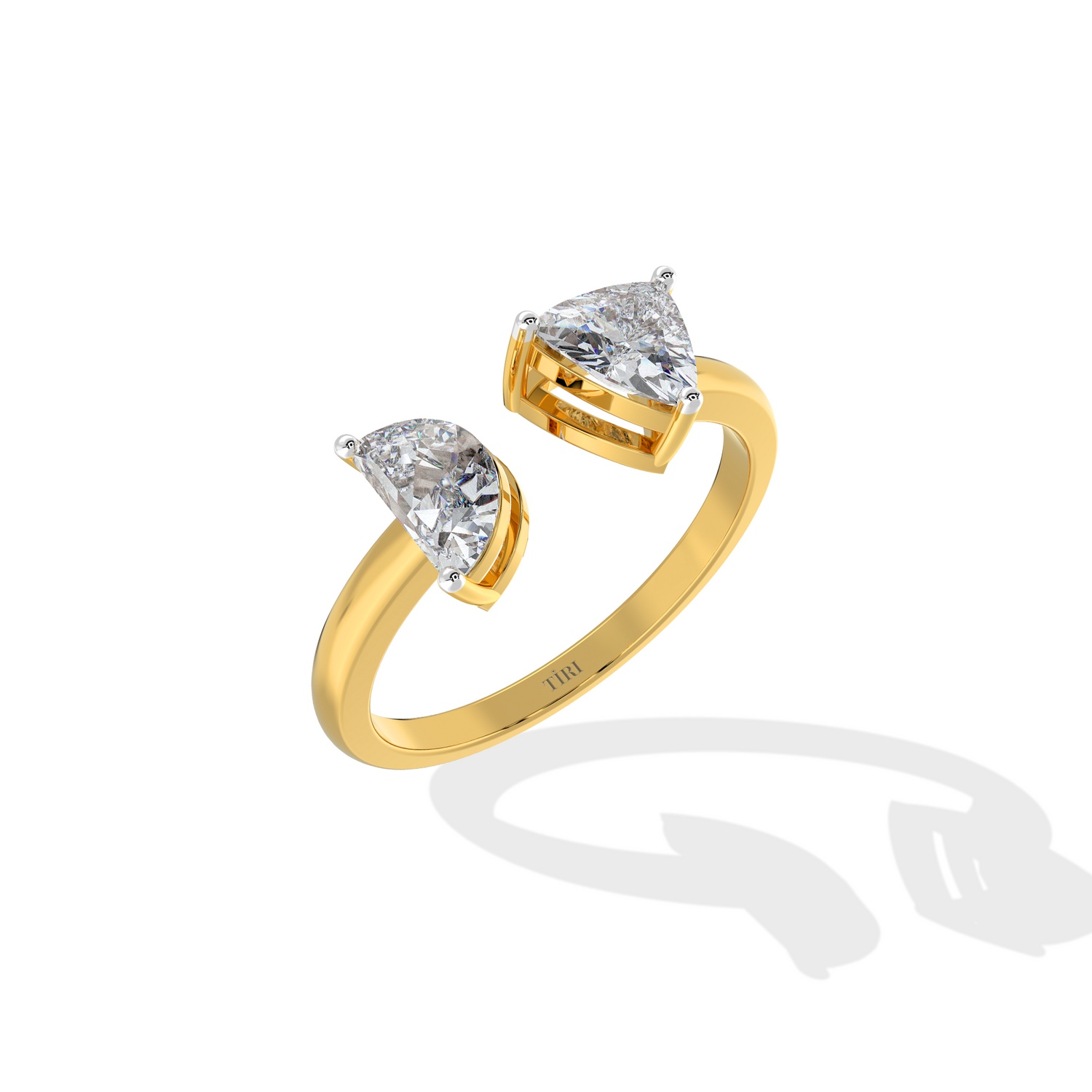 Silver half moon and heart Toi Moi ring by Tiri, featuring delicate design and polished finish, displayed on a neutral background.