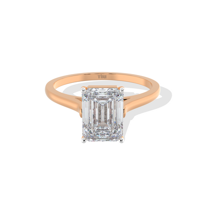 Classic Emerald Diamond Solitaire Ring