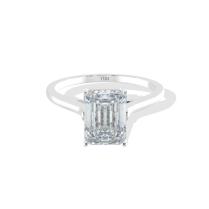 Classic Emerald Diamond Solitaire Ring