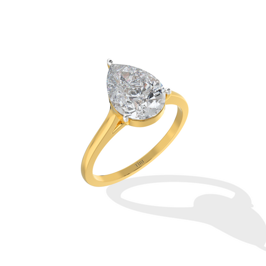 Yellow gold pear-cut diamond solitaire engagement ring