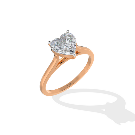 8 to 10ct Classic Heart Diamond Solitaire Ring