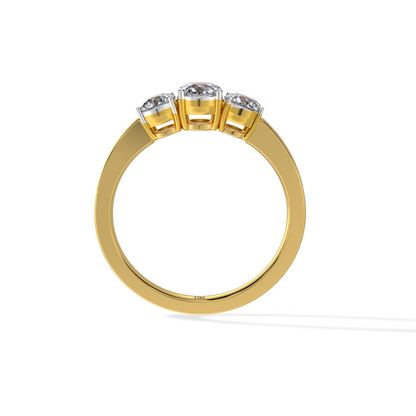 Golden Three-Stone Ring