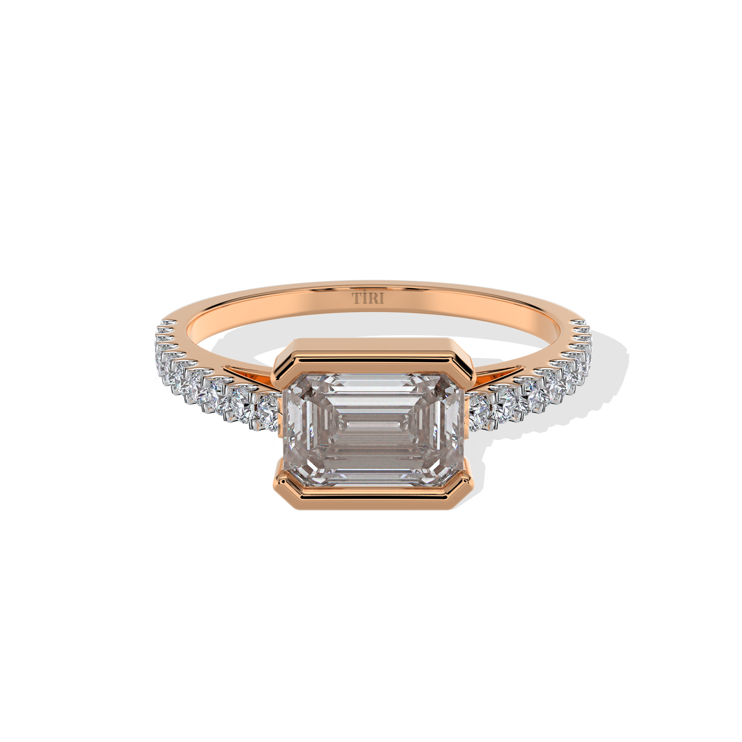1.34 TW Emerald with Bezel Diamond Ring