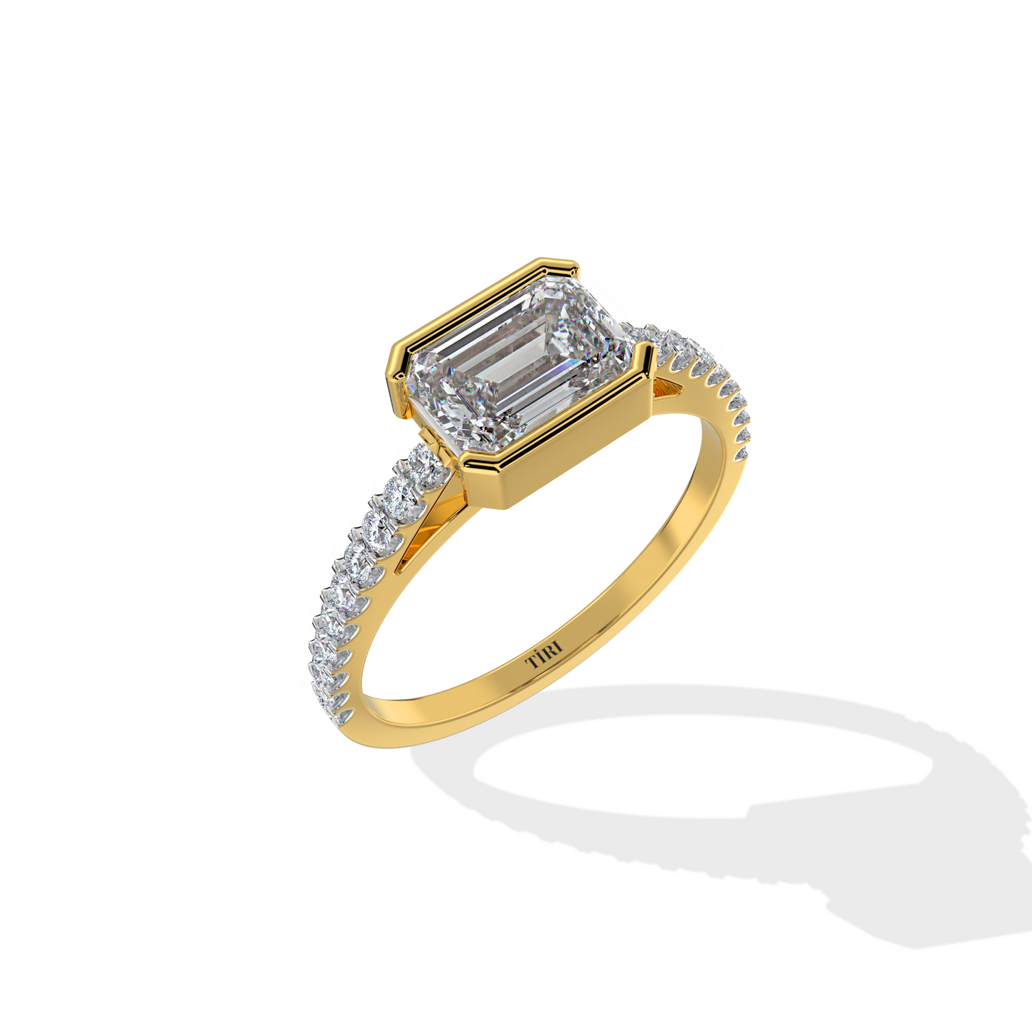 1.34 TW Emerald with Bezel Diamond Ring