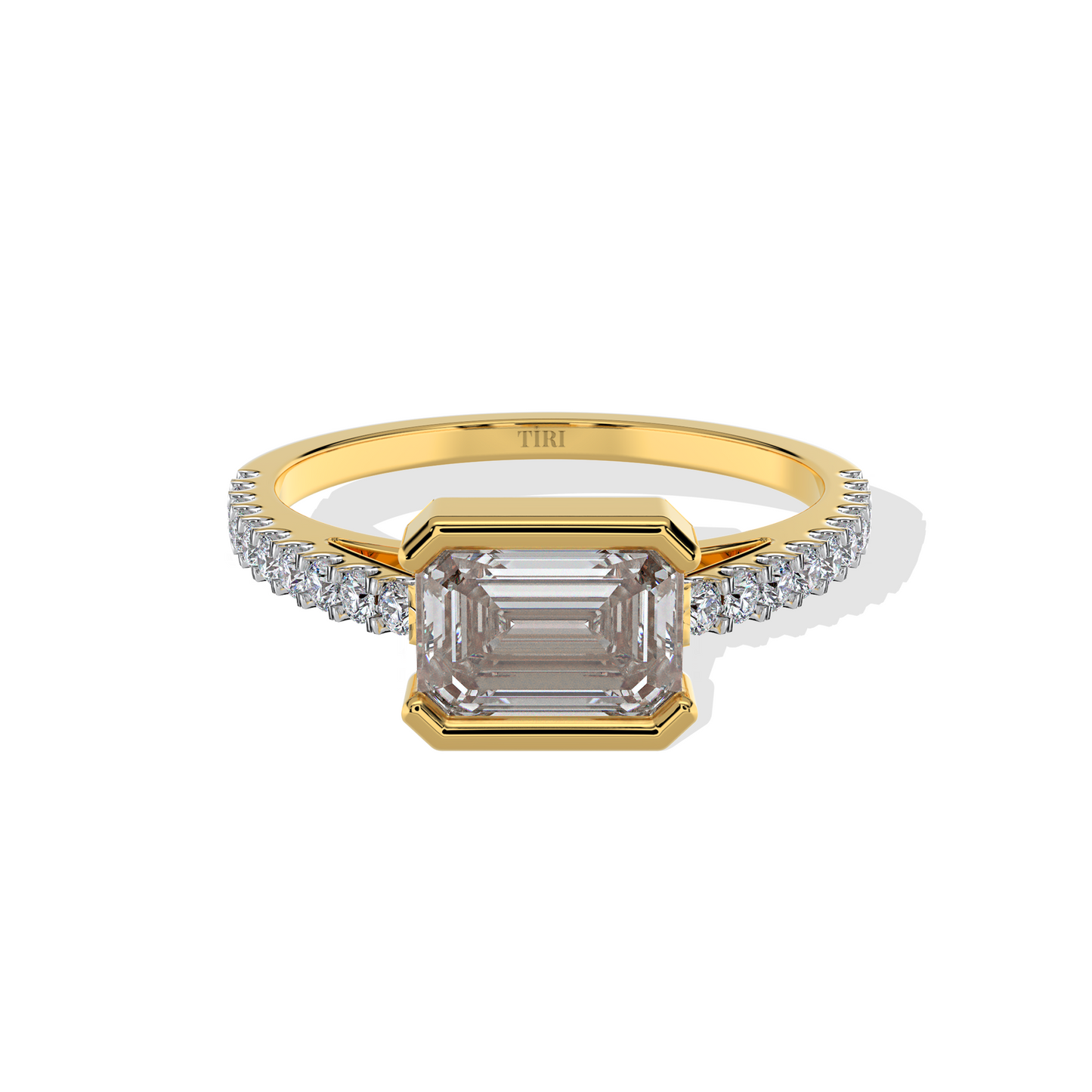 1.34 TW Emerald with Bezel Diamond Ring