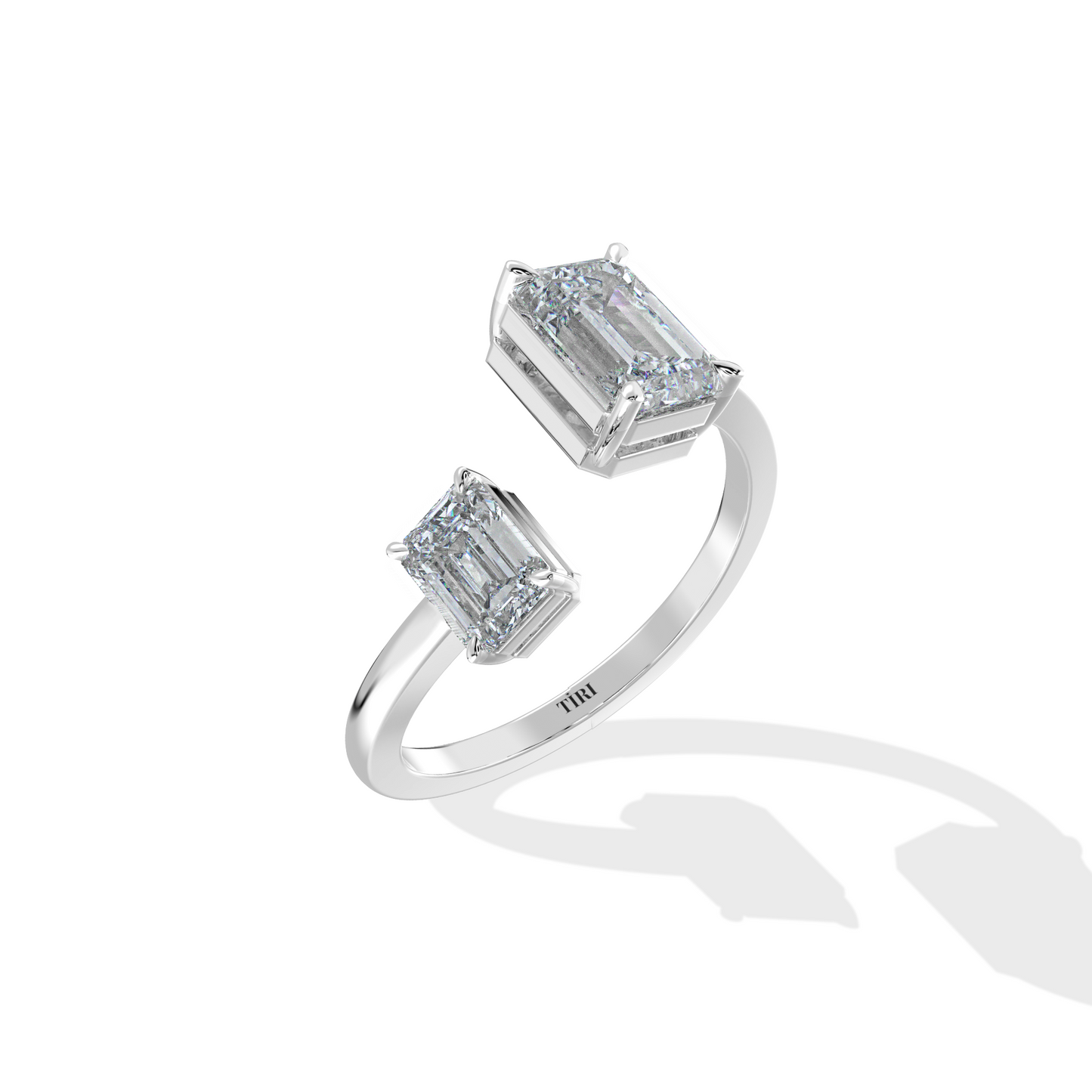 1.39 TW Duo Emerald Diamond Ring