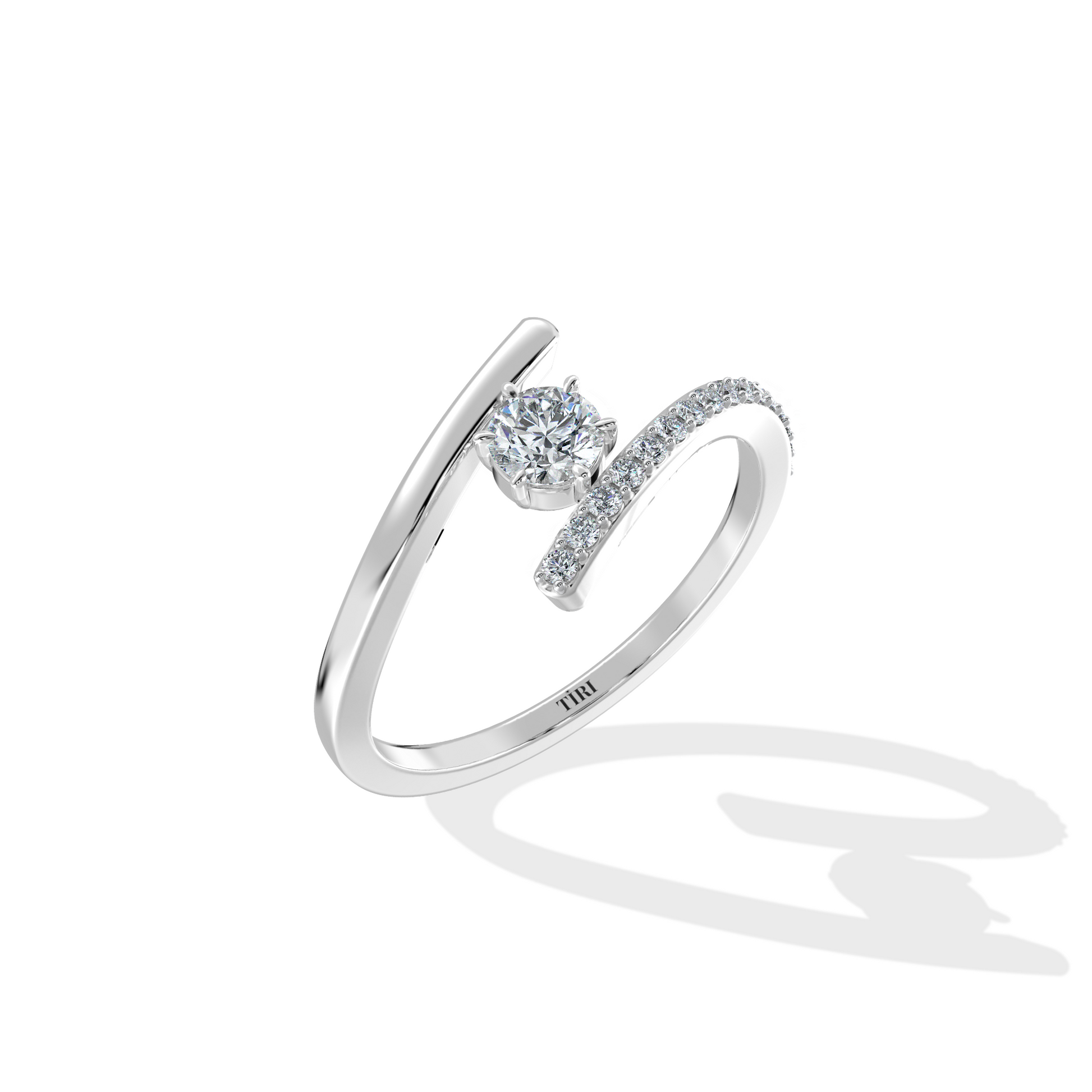 Silver spiral ring by Tiri featuring a sleek, coiled design perfect for stylish jewelry wear.