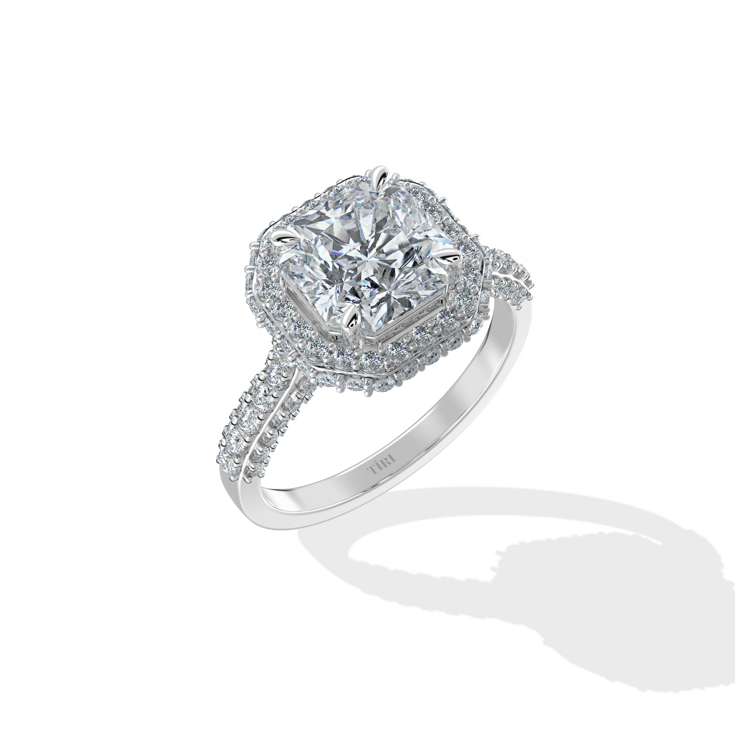 Cushion Cut Halo Engagement Ring - Tiri