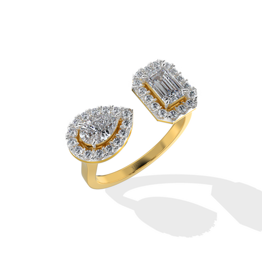 0.81 TW Pear & Emerald Diamond Ring