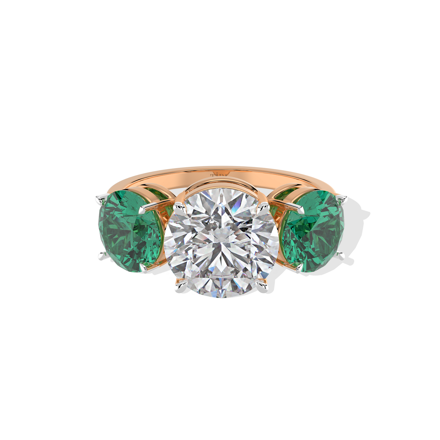 1.00 TW Diamond 2.00 Emerald Cl Stone Ring