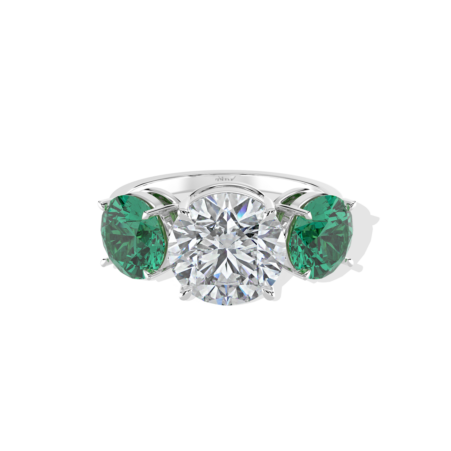 1.00 TW Diamond 2.00 Emerald Cl Stone Ring