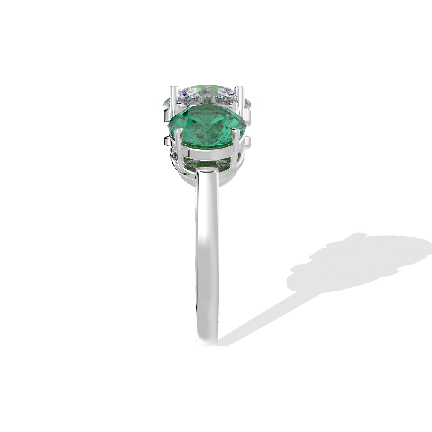 1.00 TW Diamond 2.00 Emerald Cl Stone Ring