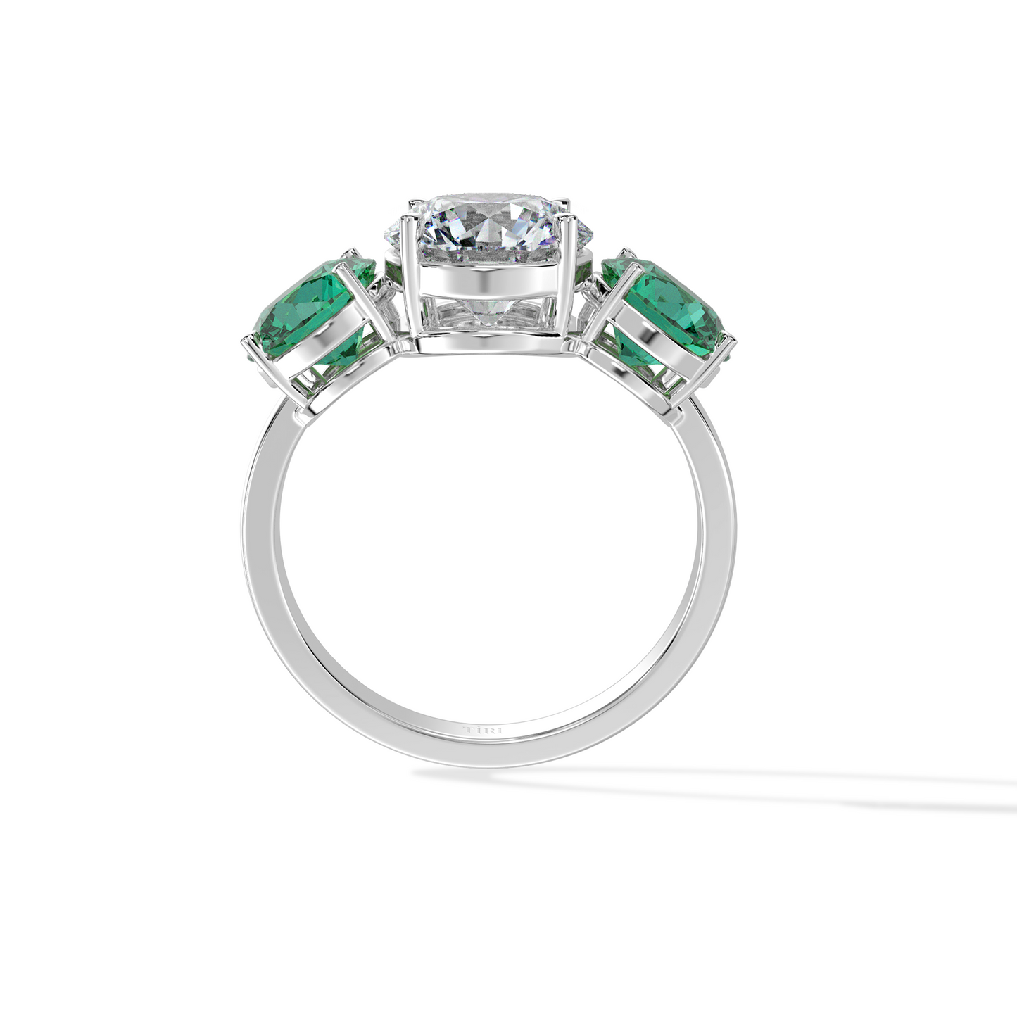 1.00 TW Diamond 2.00 Emerald Cl Stone Ring