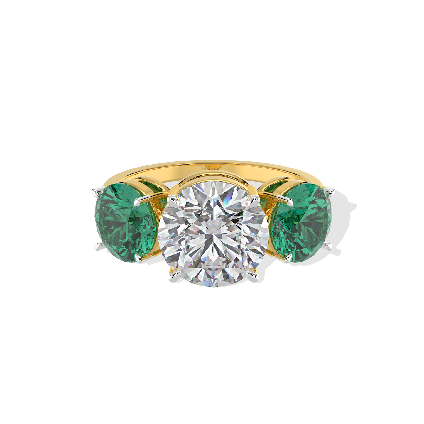 1.00 TW Diamond 2.00 Emerald Cl Stone Ring
