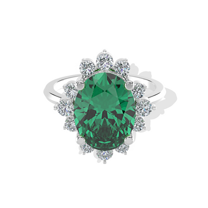 Emerald Halo Engagement Ring