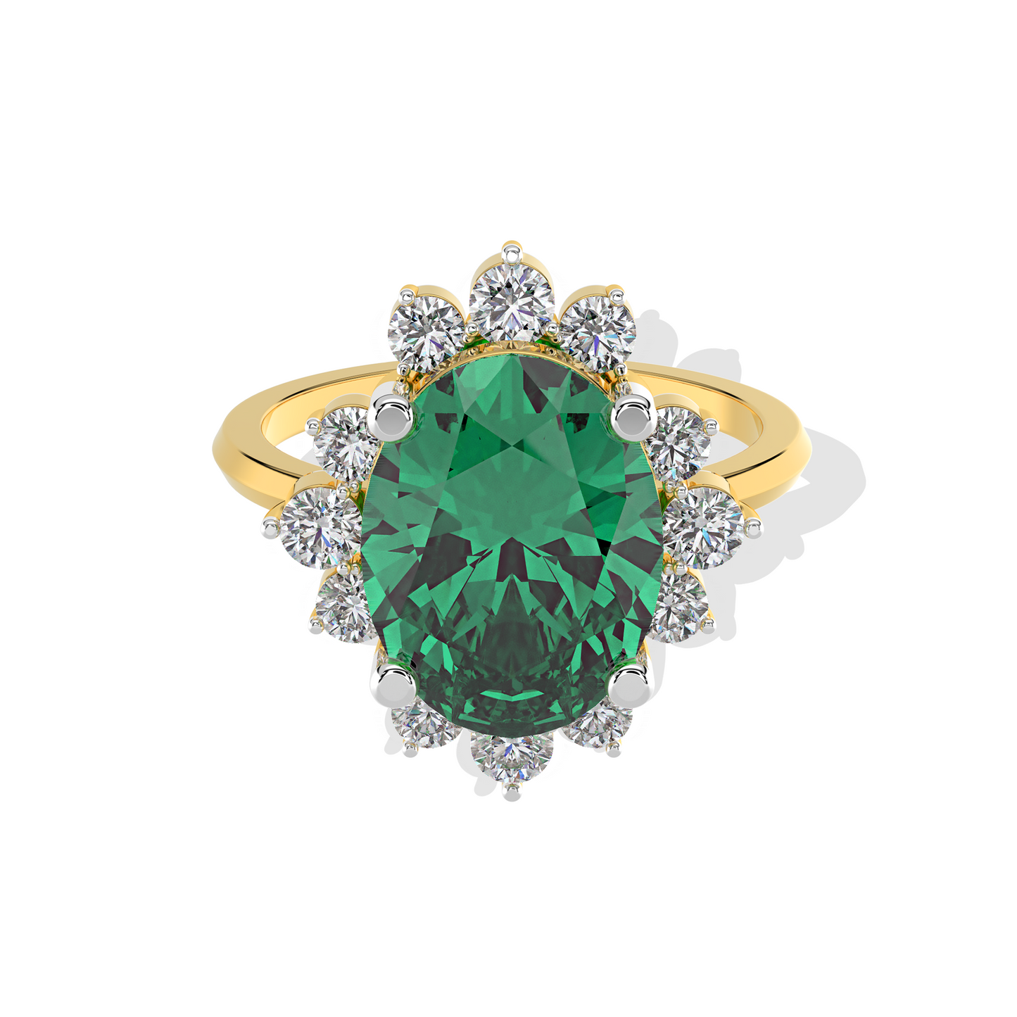 0.70 TW Diamond 4.00 Emerald Cl Stone Ring