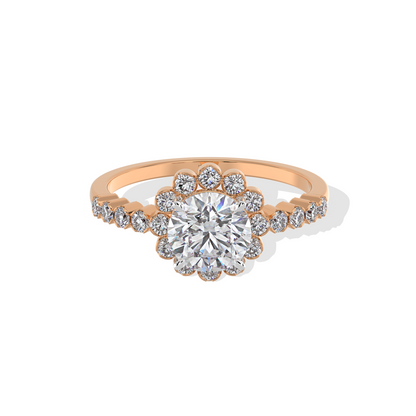 Floral Halo Diamond Ring