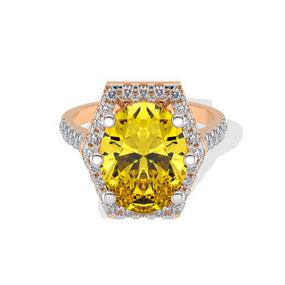 Radiant Citrine Halo Ring