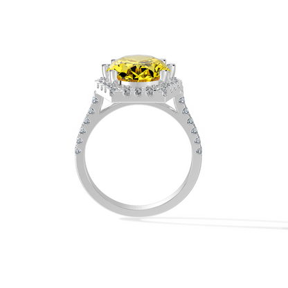 Radiant Citrine Halo Ring
