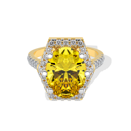Radiant Citrine Halo Ring
