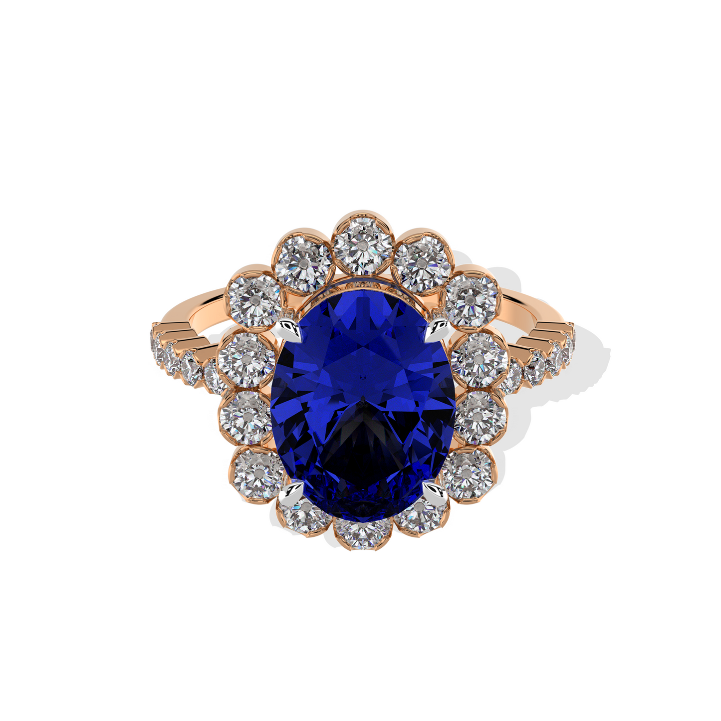 0.80 TW Diamond 2.00 Blue Sapphire Cl Stone Ring