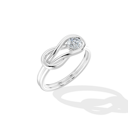 Silver Infinite Knot Ring by Tiri showing a sleek, polished design with an elegant continuous loop symbol.